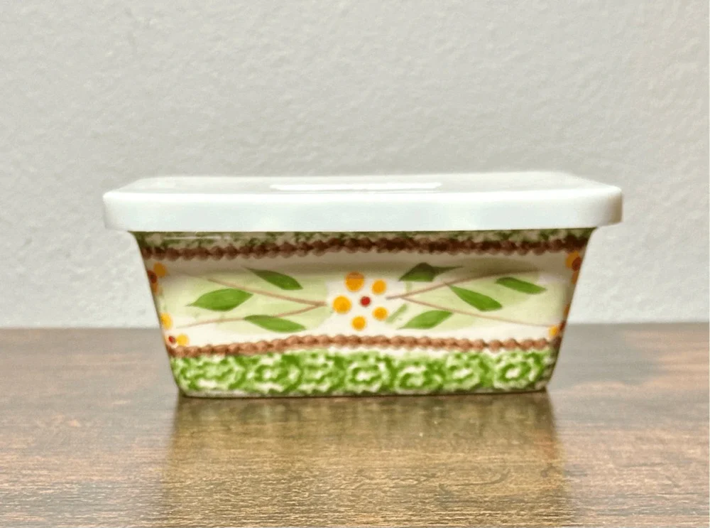 Temptations by Tara Presentable Ovenware Old World Green Small Loaf Pan w/ lid